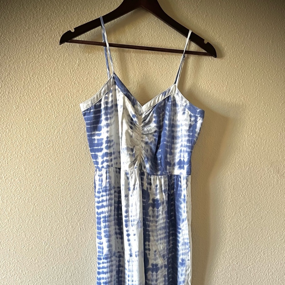 Charming Blue and White Tie-dye Bohemian Maxi Dress